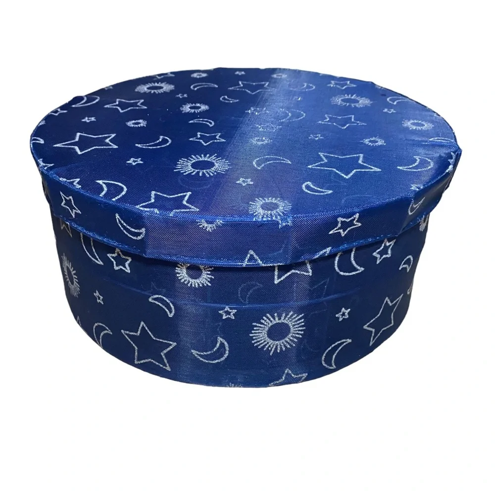 Vtg 3 Pc Celestial Sheer Mesh Stackable‎ Nesting Hat Storage Boxes Moon Stars